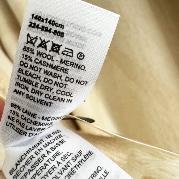 NWT Toteme Wool-Cashmere Large Monogram Scarf in Macadamia - Picture 8 of 11